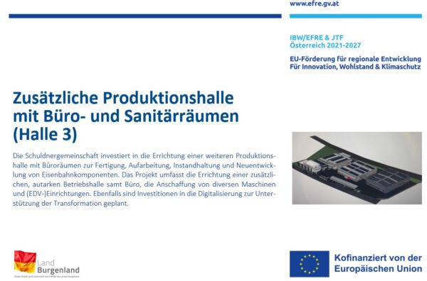 Zusätzliche Produktionshalle mit Büro- und Sanitärräumen (Halle 3)